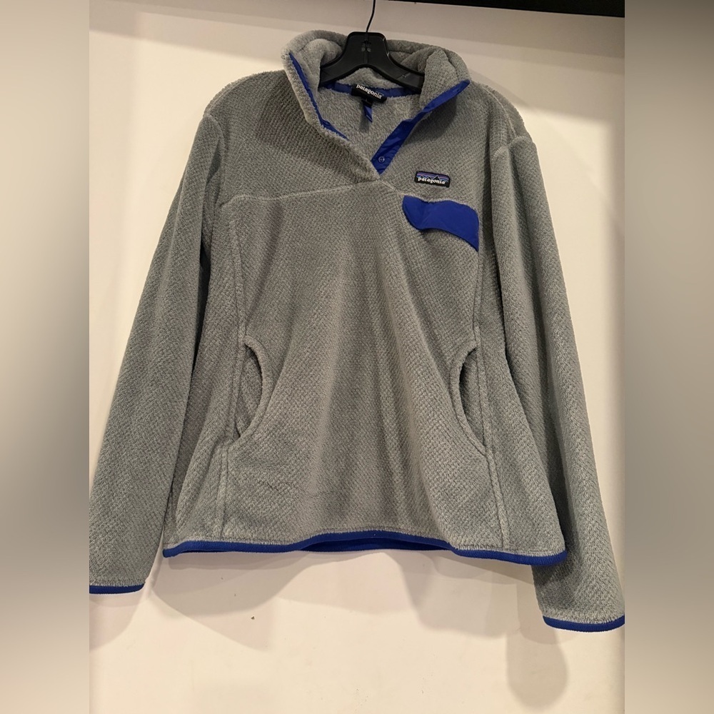 Patagonia Re-Tool Snap T Pullover Sweatshirt Gray Fleece Pockets Size L